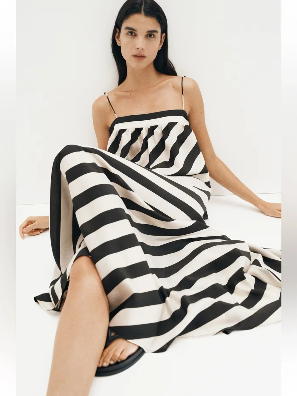 New H&M A-Line Tie-Strap Maxi Dress